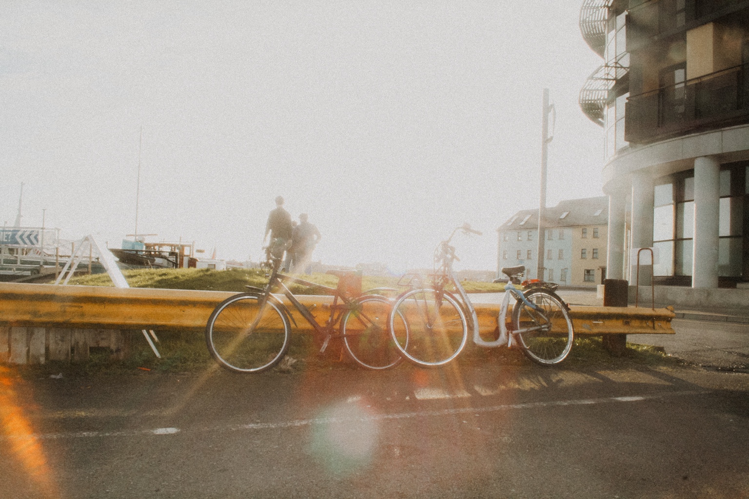Bicycles glowing in warm sunlight